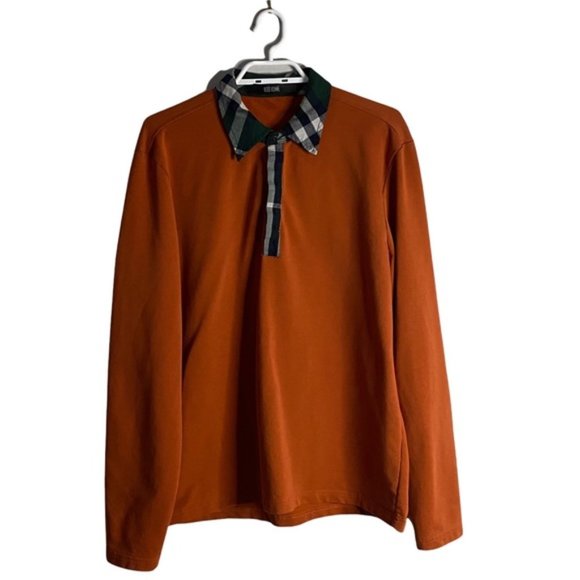Bedo Other - Bedo Homme Orange Long Sleeve Plaid Collar Shirt
